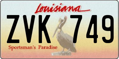 LA license plate ZVK749