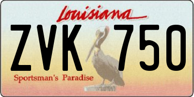 LA license plate ZVK750