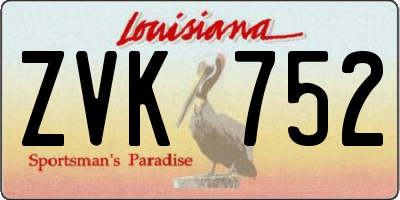 LA license plate ZVK752