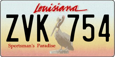 LA license plate ZVK754