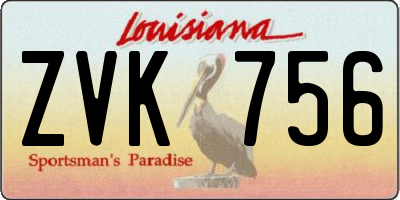 LA license plate ZVK756