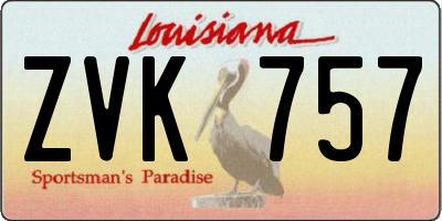 LA license plate ZVK757