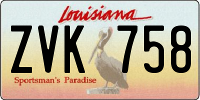 LA license plate ZVK758