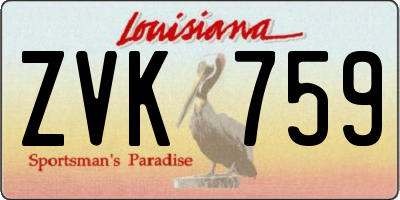 LA license plate ZVK759