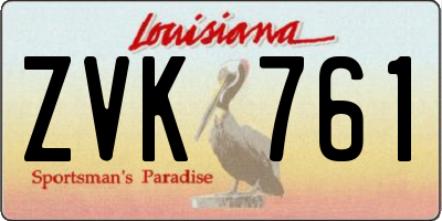 LA license plate ZVK761