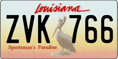 LA license plate ZVK766