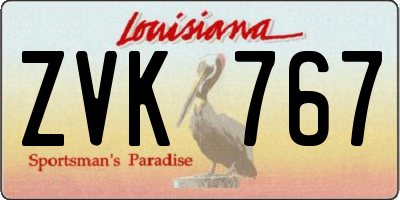 LA license plate ZVK767