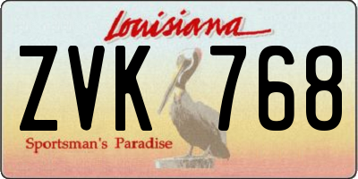 LA license plate ZVK768