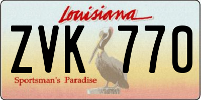 LA license plate ZVK770