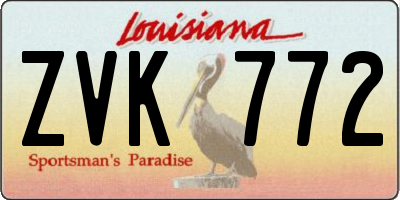 LA license plate ZVK772