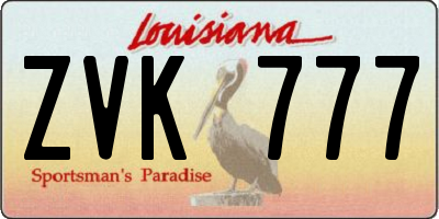 LA license plate ZVK777