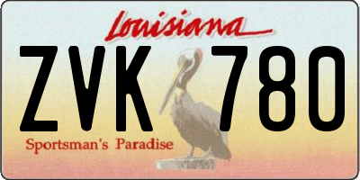 LA license plate ZVK780