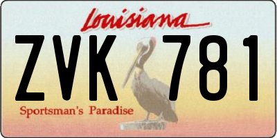 LA license plate ZVK781