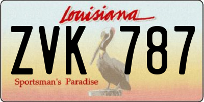 LA license plate ZVK787