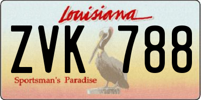 LA license plate ZVK788