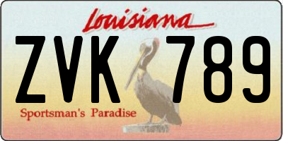 LA license plate ZVK789