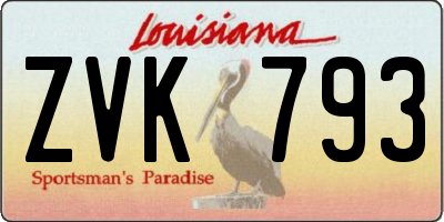 LA license plate ZVK793