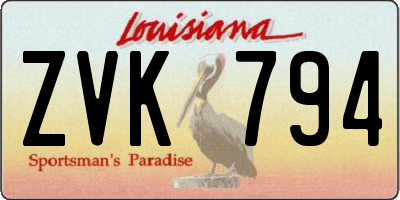 LA license plate ZVK794