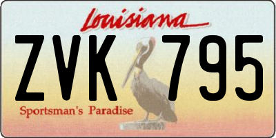 LA license plate ZVK795