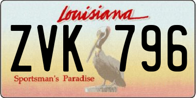 LA license plate ZVK796