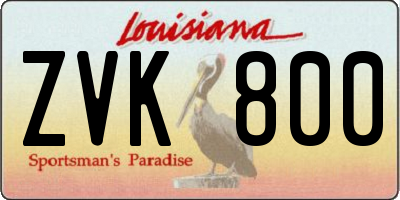 LA license plate ZVK800