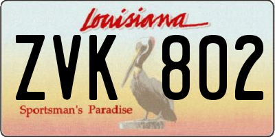 LA license plate ZVK802