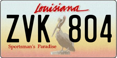 LA license plate ZVK804