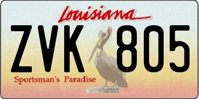 LA license plate ZVK805