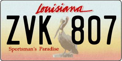 LA license plate ZVK807