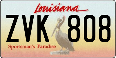 LA license plate ZVK808