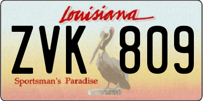 LA license plate ZVK809