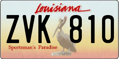 LA license plate ZVK810