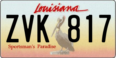 LA license plate ZVK817