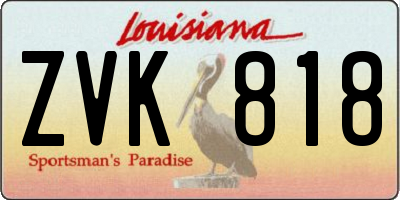 LA license plate ZVK818