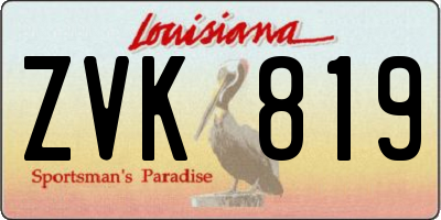 LA license plate ZVK819