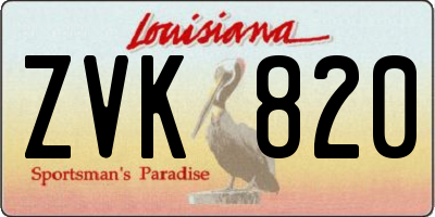 LA license plate ZVK820