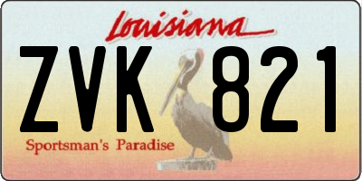 LA license plate ZVK821