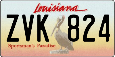 LA license plate ZVK824