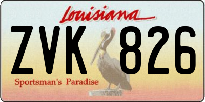 LA license plate ZVK826