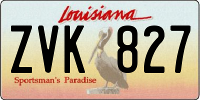 LA license plate ZVK827