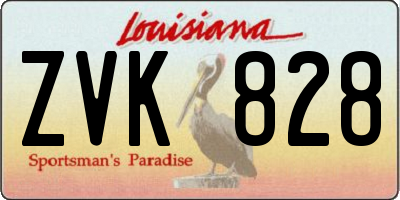 LA license plate ZVK828