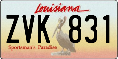 LA license plate ZVK831