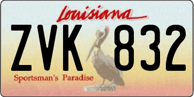 LA license plate ZVK832