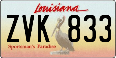 LA license plate ZVK833