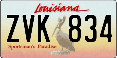 LA license plate ZVK834