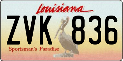 LA license plate ZVK836