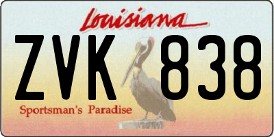 LA license plate ZVK838