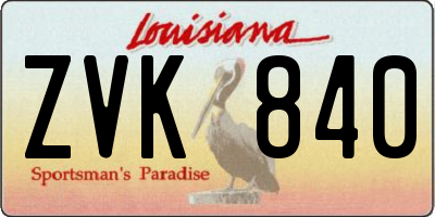 LA license plate ZVK840