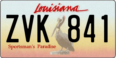 LA license plate ZVK841