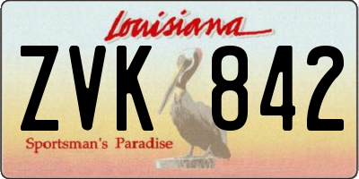 LA license plate ZVK842